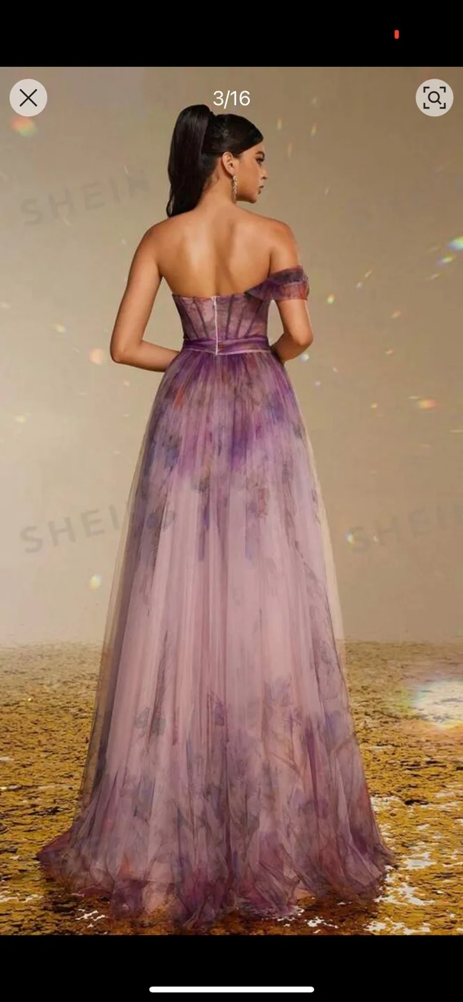 Stunning Floral Print Tulle Gown image indicator(2)