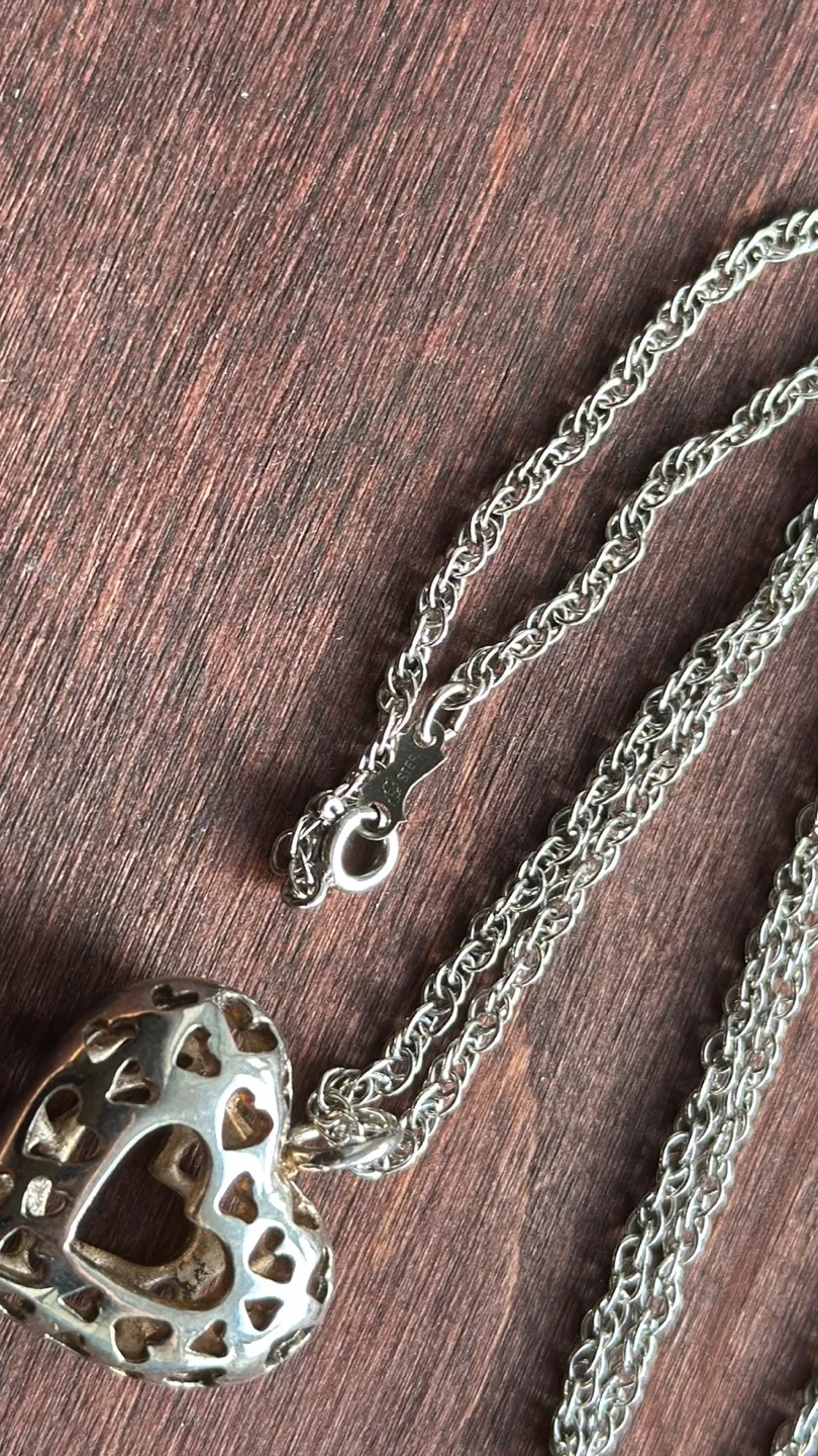 NWOT Sterling Silver Heart Necklace image indicator(4)