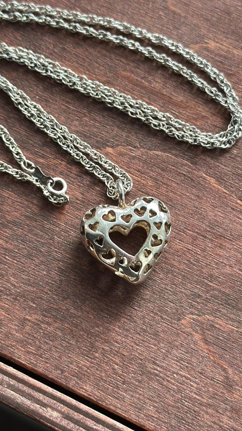 NWOT Sterling Silver Heart Necklace image indicator(2)