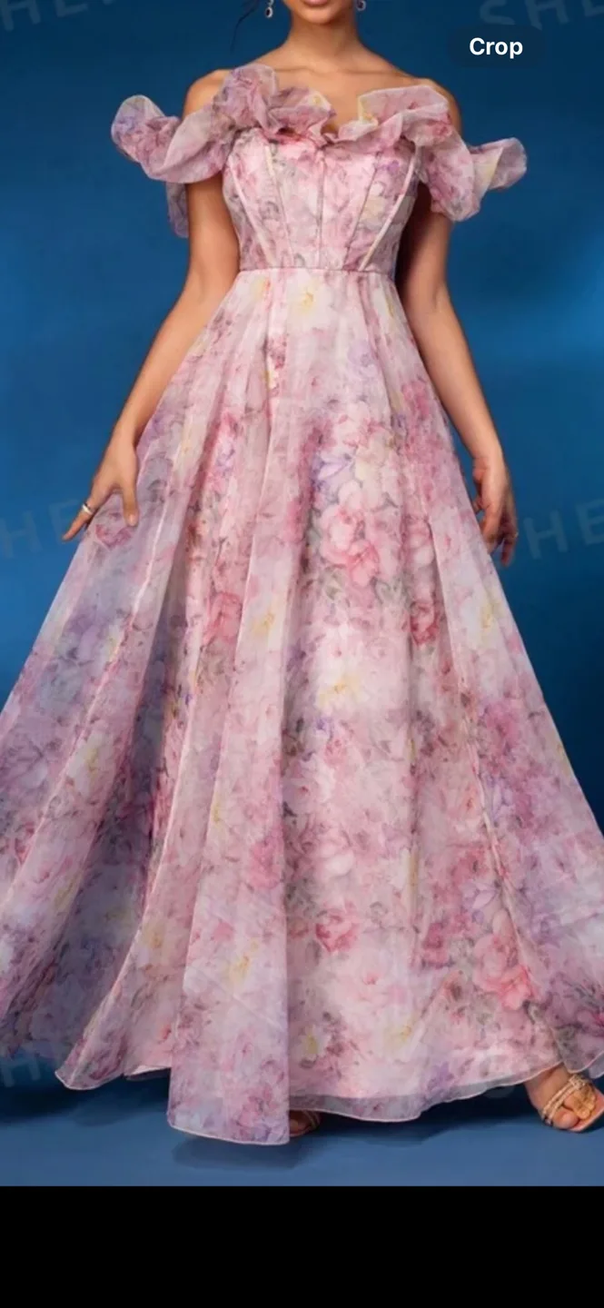 Floral Print Off-Shoulder Dress image indicator(3)