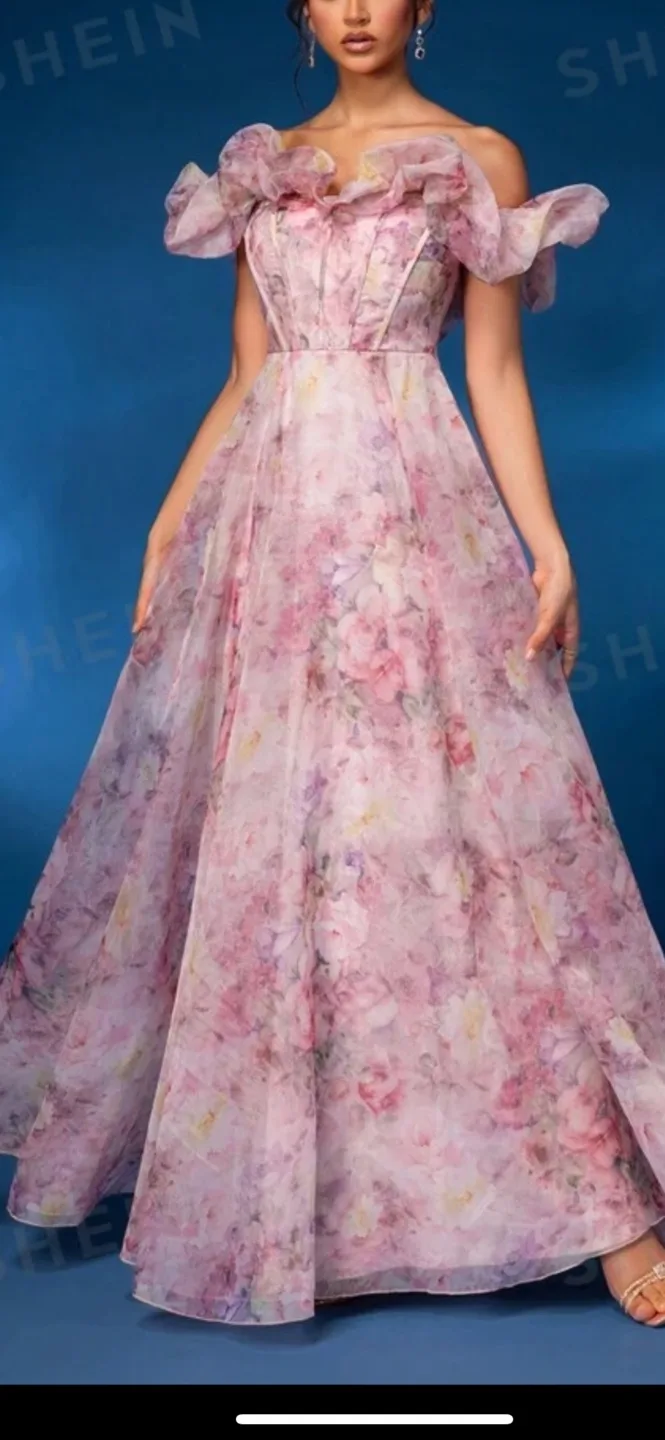 Floral Print Off-Shoulder Dress image indicator(2)