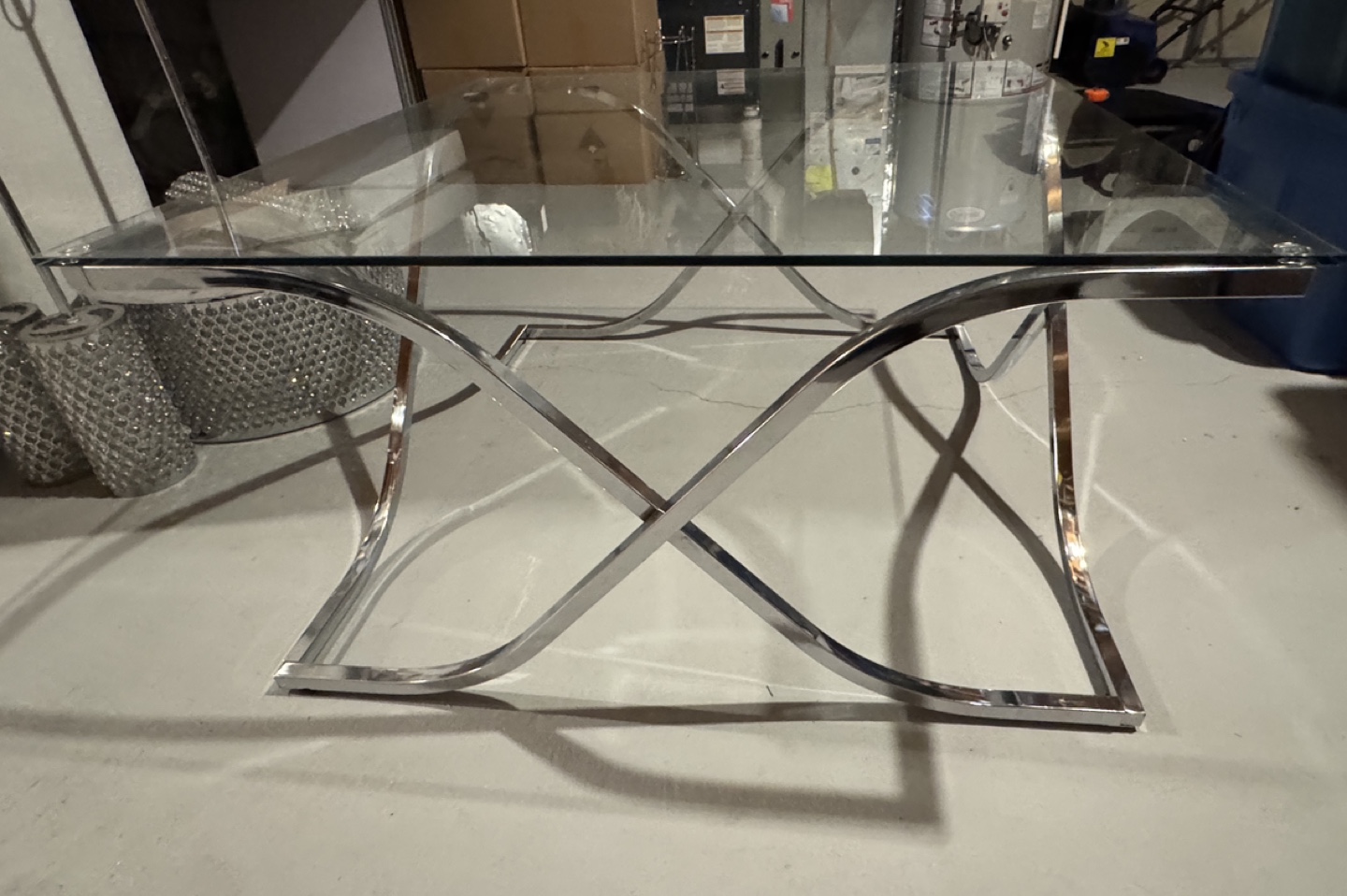 Glass and Chrome Console Table Set of 3 - photo 4