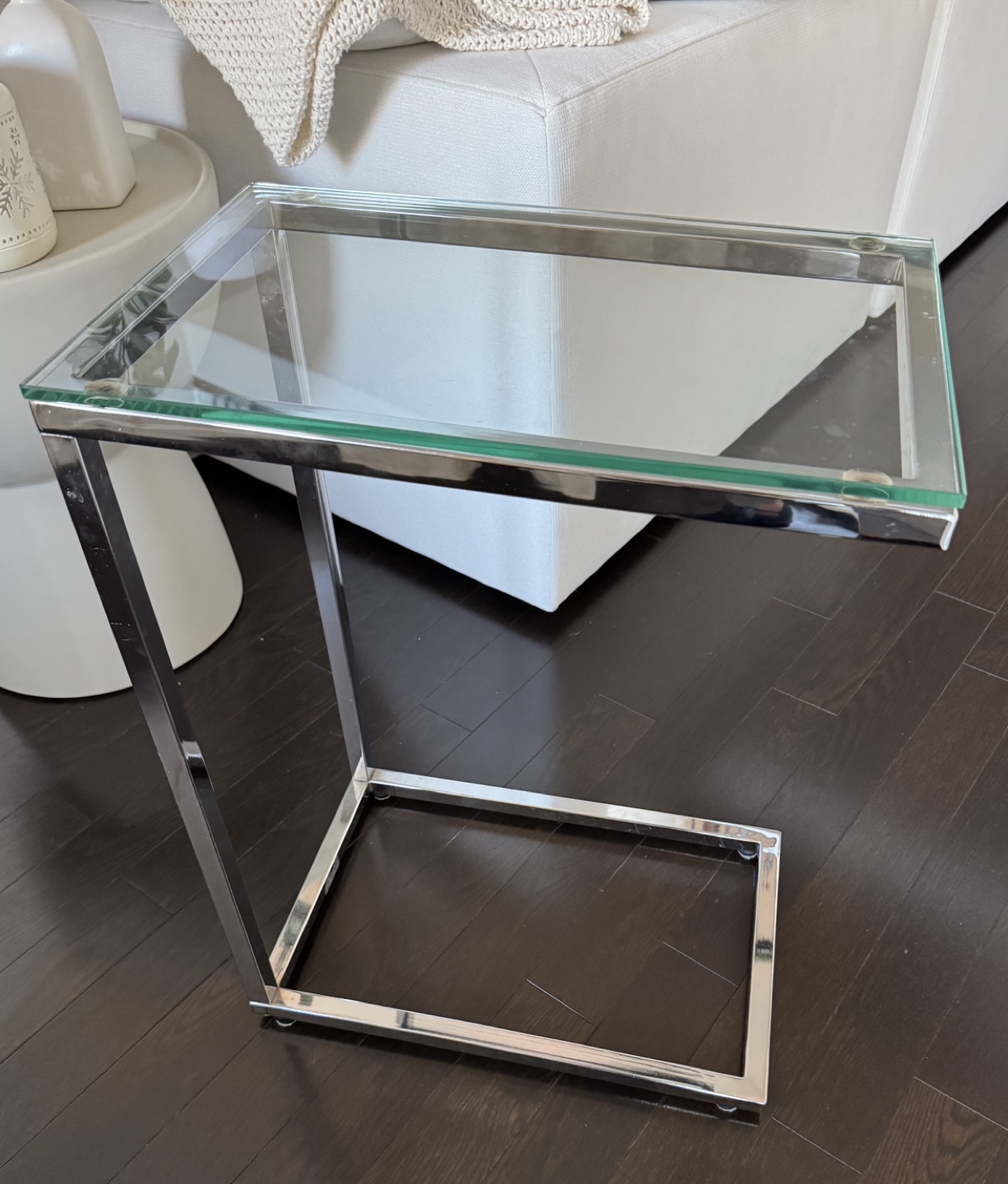 Glass and Chrome Console Table Set of 3 - photo 3