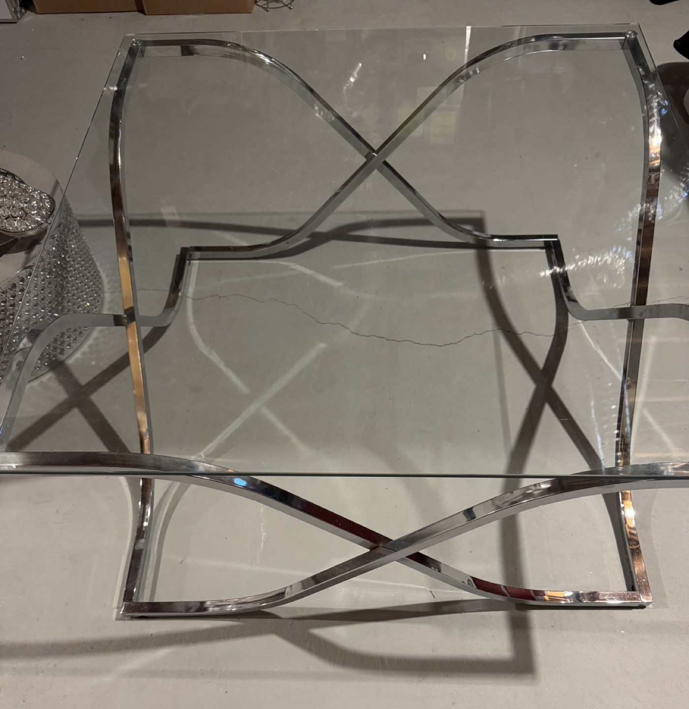 Glass and Chrome Console Table Set of 3 - photo 5