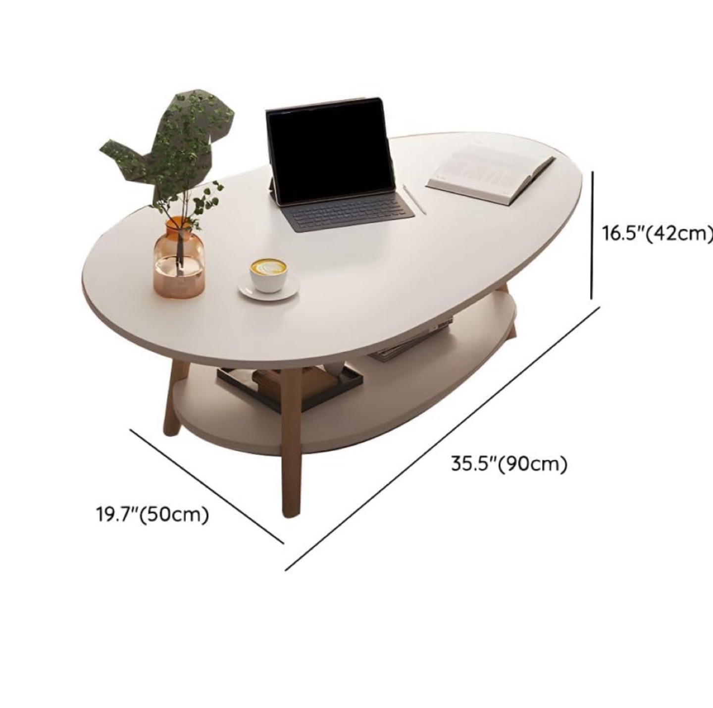 Oval Coffee Table with Shelf
