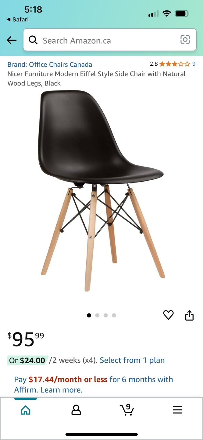 Black Eiffel Style Side Chair with Natural Wood Legs - photo 4