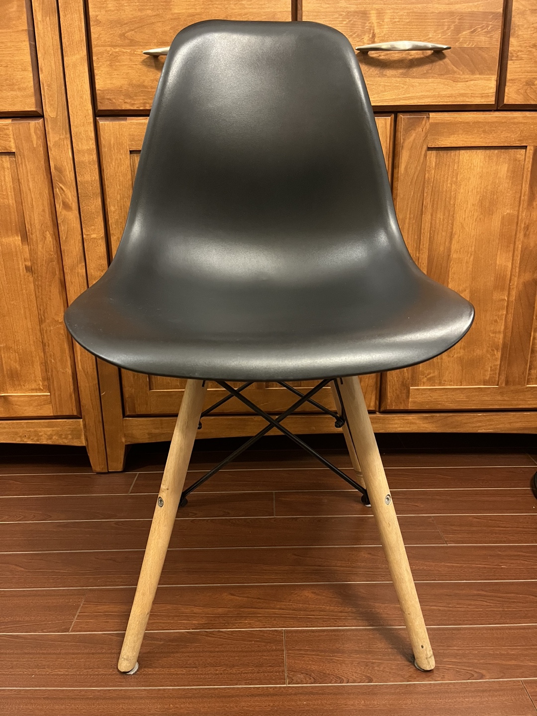 Black Eiffel Style Side Chair with Natural Wood Legs - photo 2