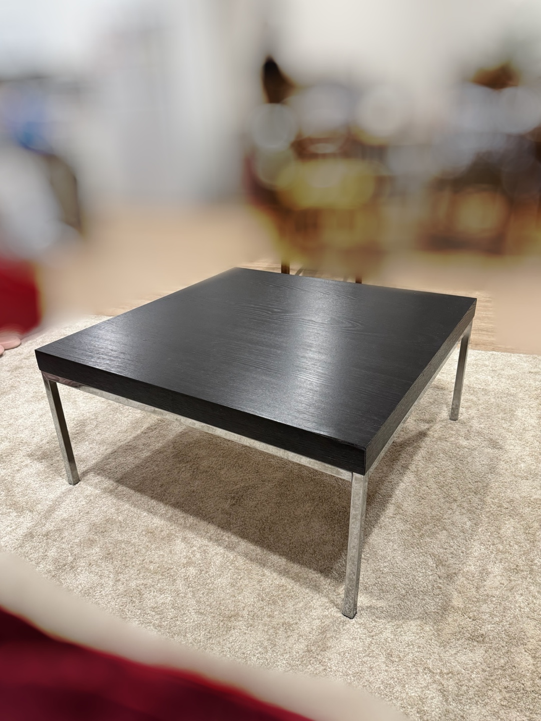 Black Coffee Table with Chrome Legs