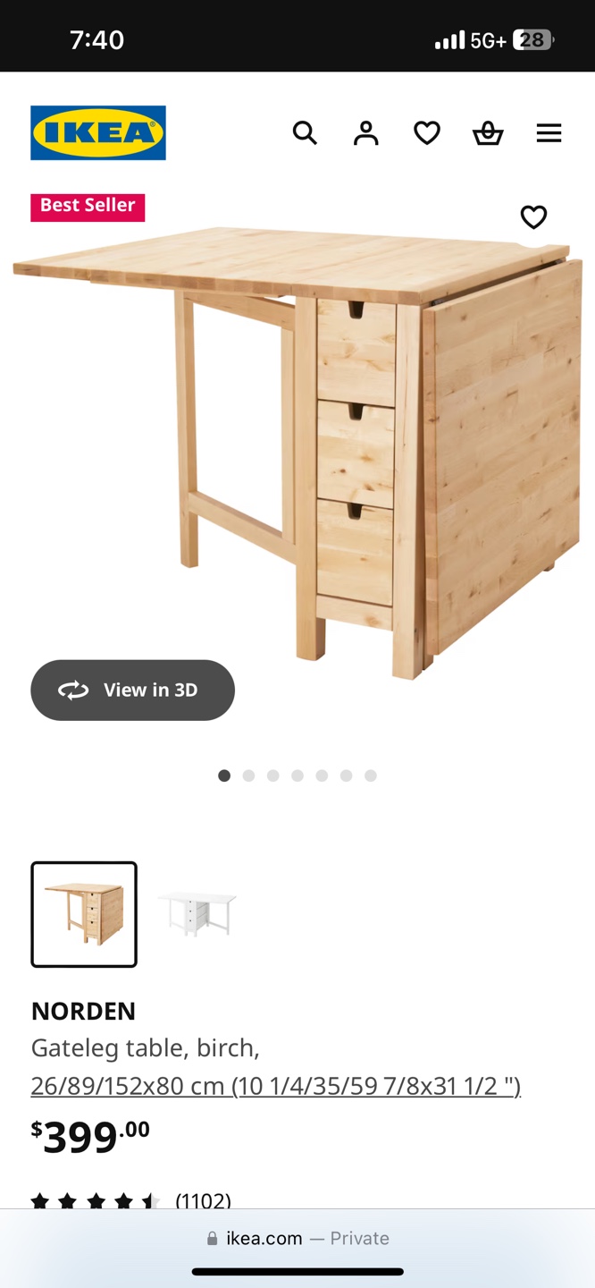 IKEA NORDEN Folding Table, Birch - photo 2