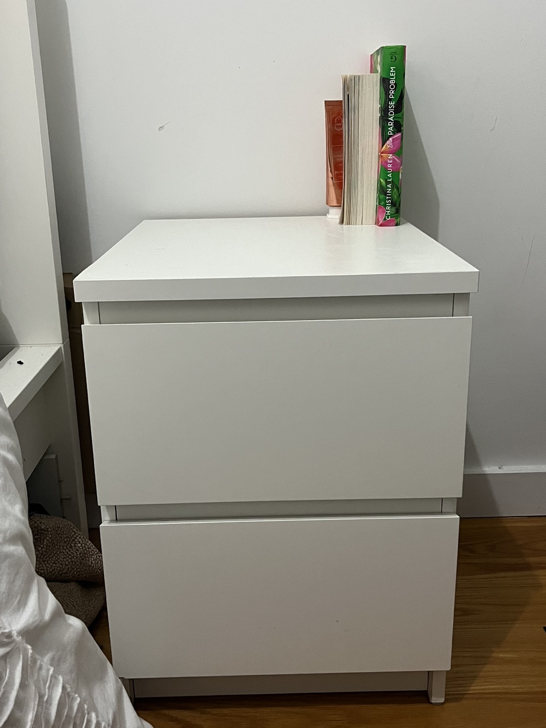 White Nightstand with 2 Drawers