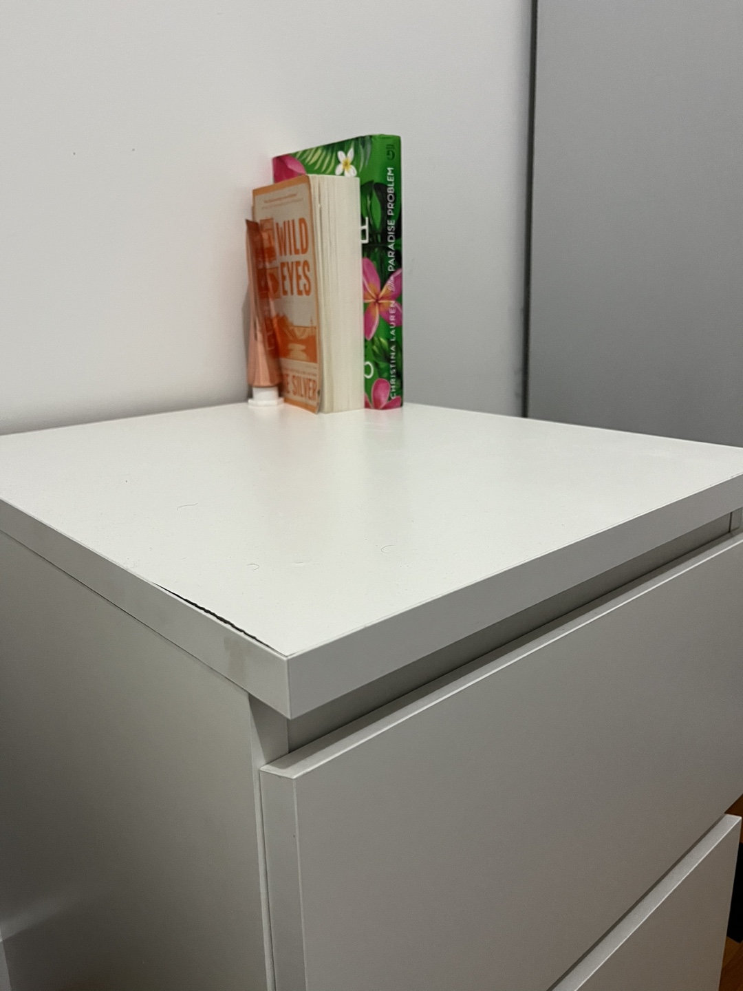 White Nightstand with 2 Drawers - photo 2