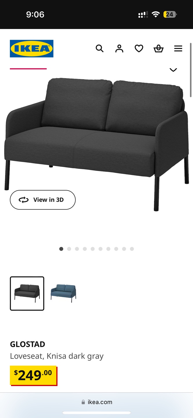IKEA GLOSTAD Loveseat, Knisa dark gray