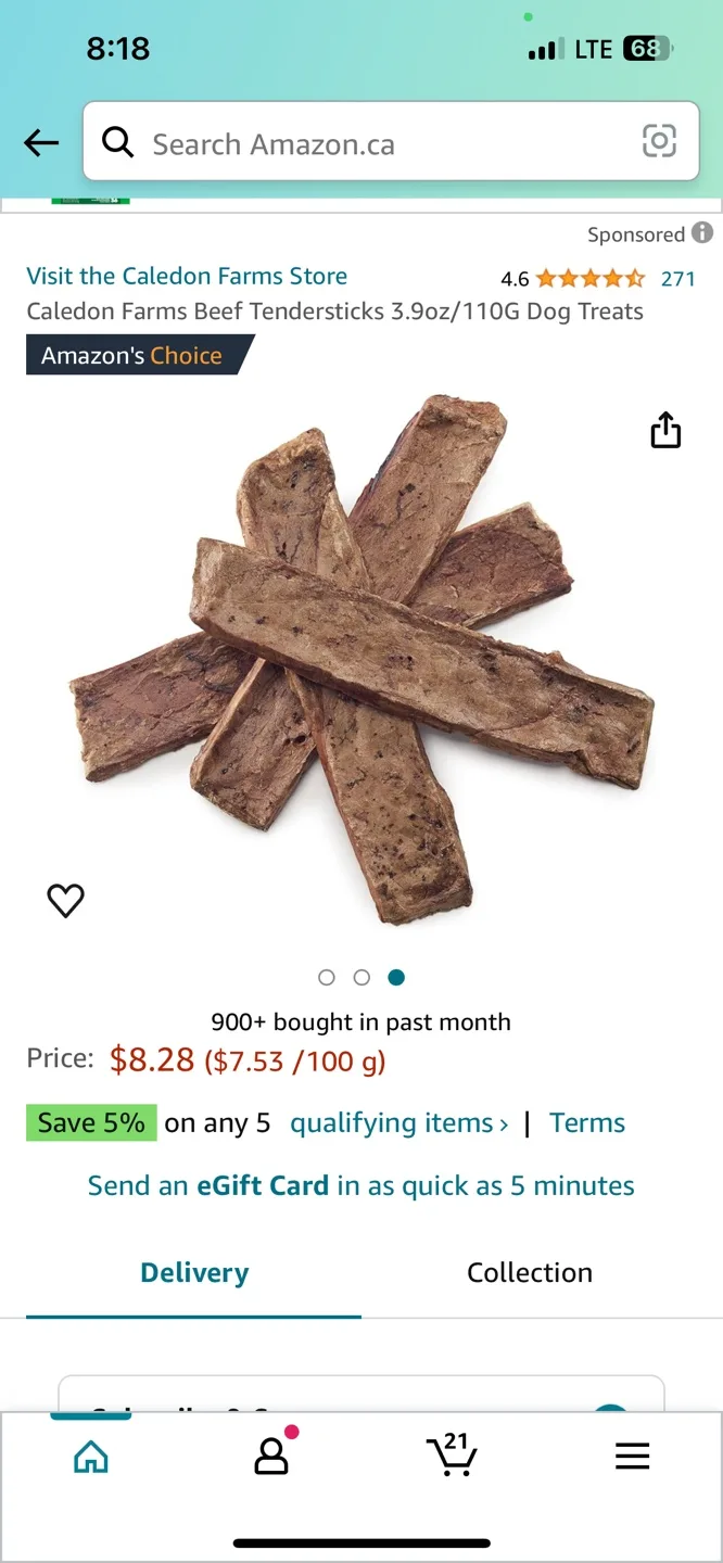 Caledon Farms Beef Tendersticks Dog Treats image indicator(2)