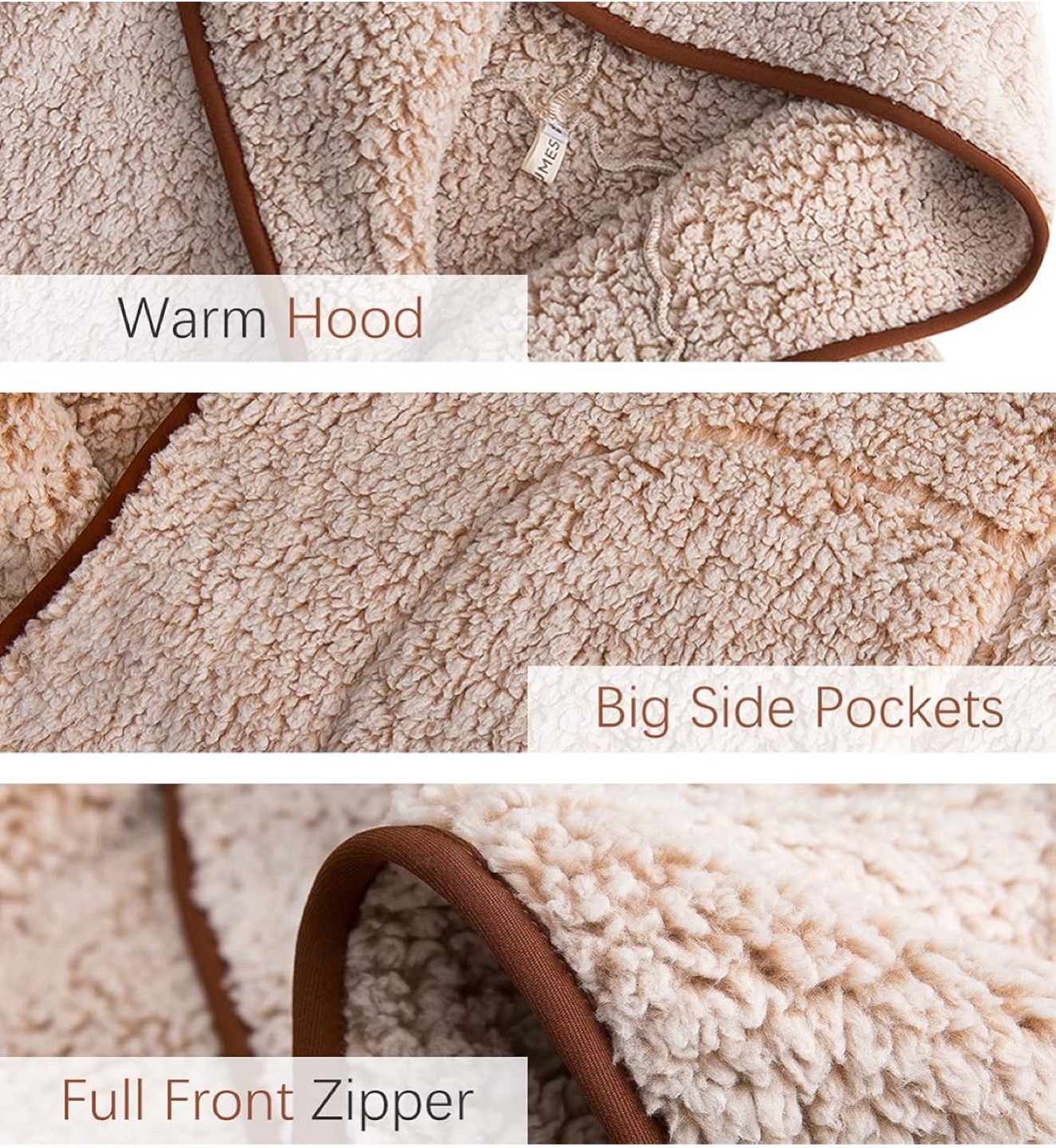 NEW! Les umes Fleece Soft Fuzzy Hoodie Cardigan with Pockets - photo 3