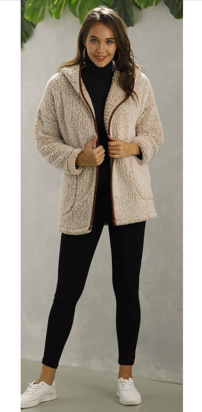 NEW! Les umes Fleece Soft Fuzzy Hoodie Cardigan with Pockets - photo 4