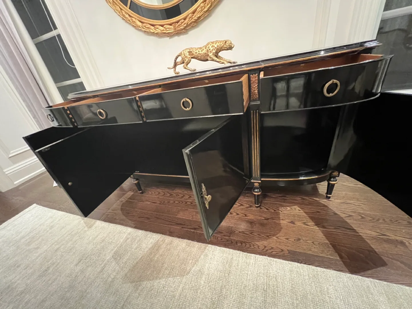 🚚moving sale 🚚Luxury Black Lacquer Buffet Table image indicator(3)