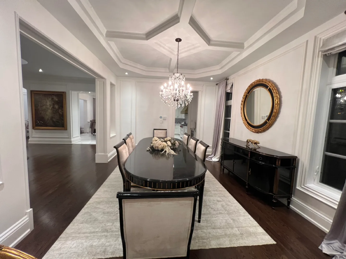 🚚moving sale 🚚Luxury Black Lacquer Buffet Table image indicator(8)