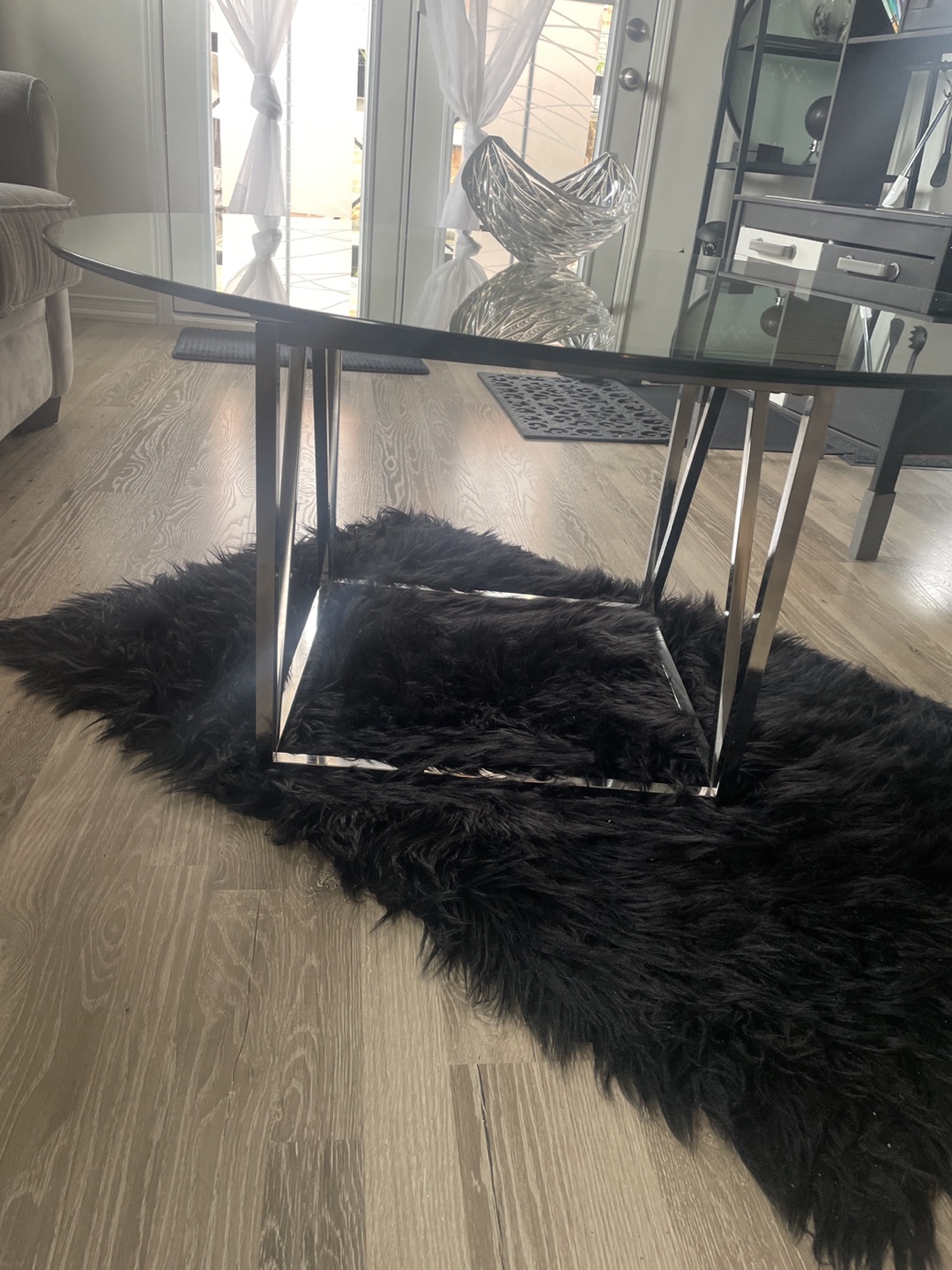 Glass Top Coffee Table with Metal Frame - photo 2