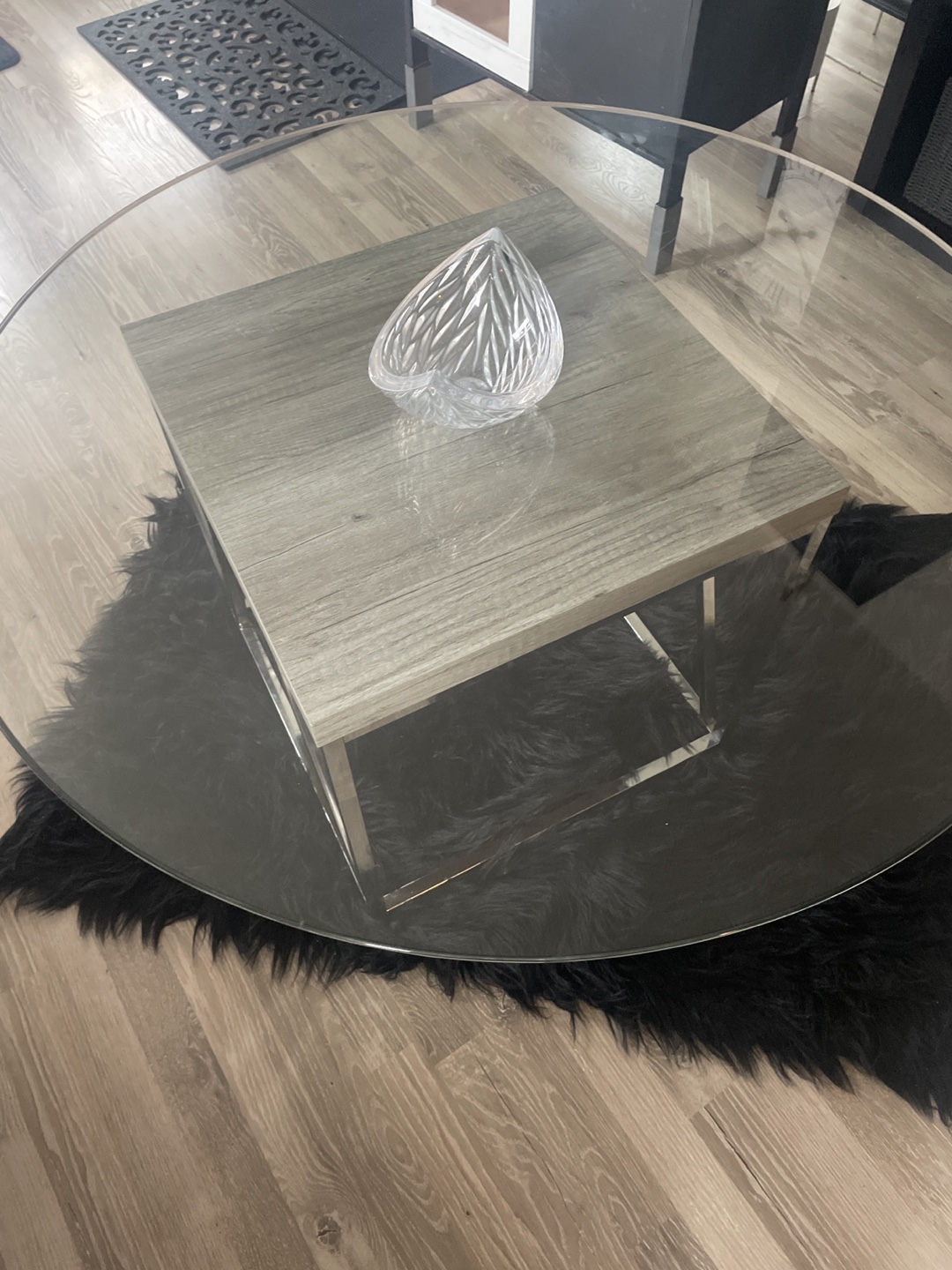 Glass Top Coffee Table with Metal Frame