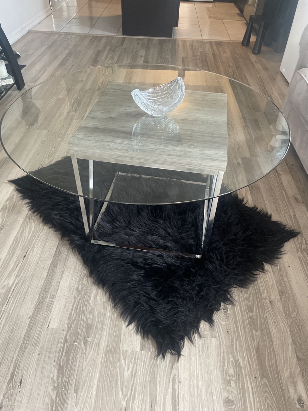 Glass Top Coffee Table with Metal Frame - photo 4