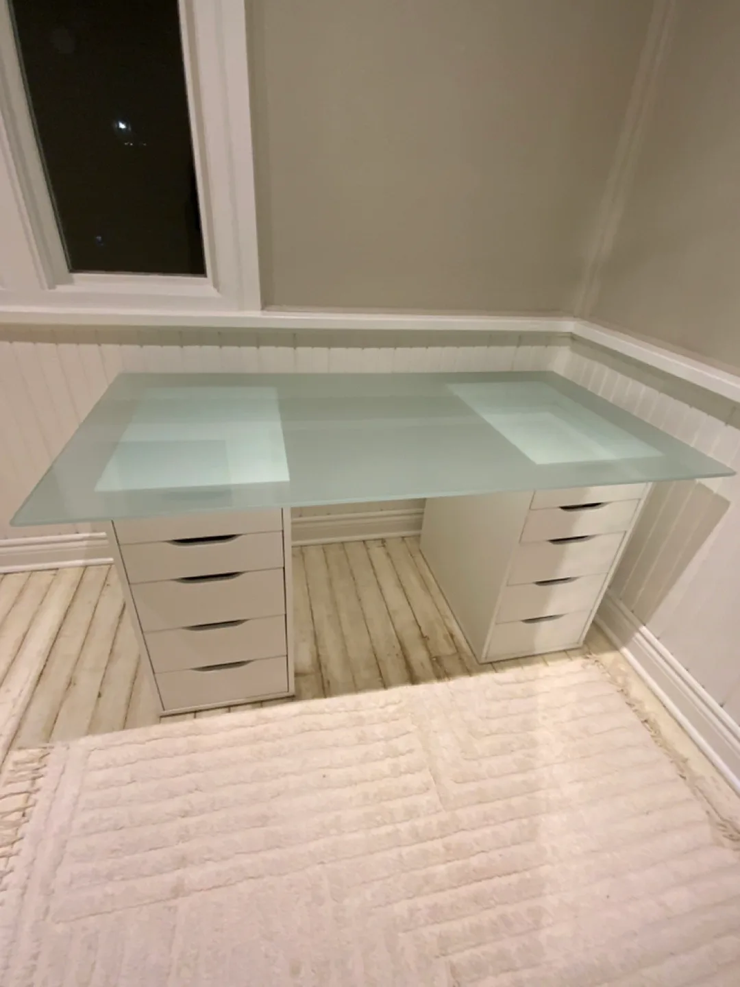 ⭐️Glasholm IKEA glass desk w/drawer supports⭐️ image indicator(2)