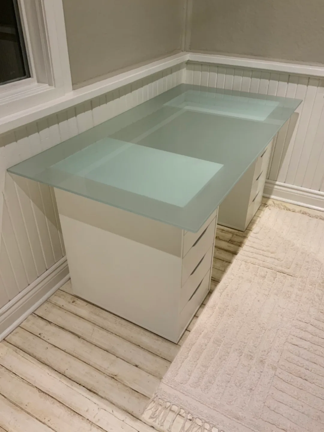 ⭐️Glasholm IKEA glass desk w/drawer supports⭐️ image indicator(3)