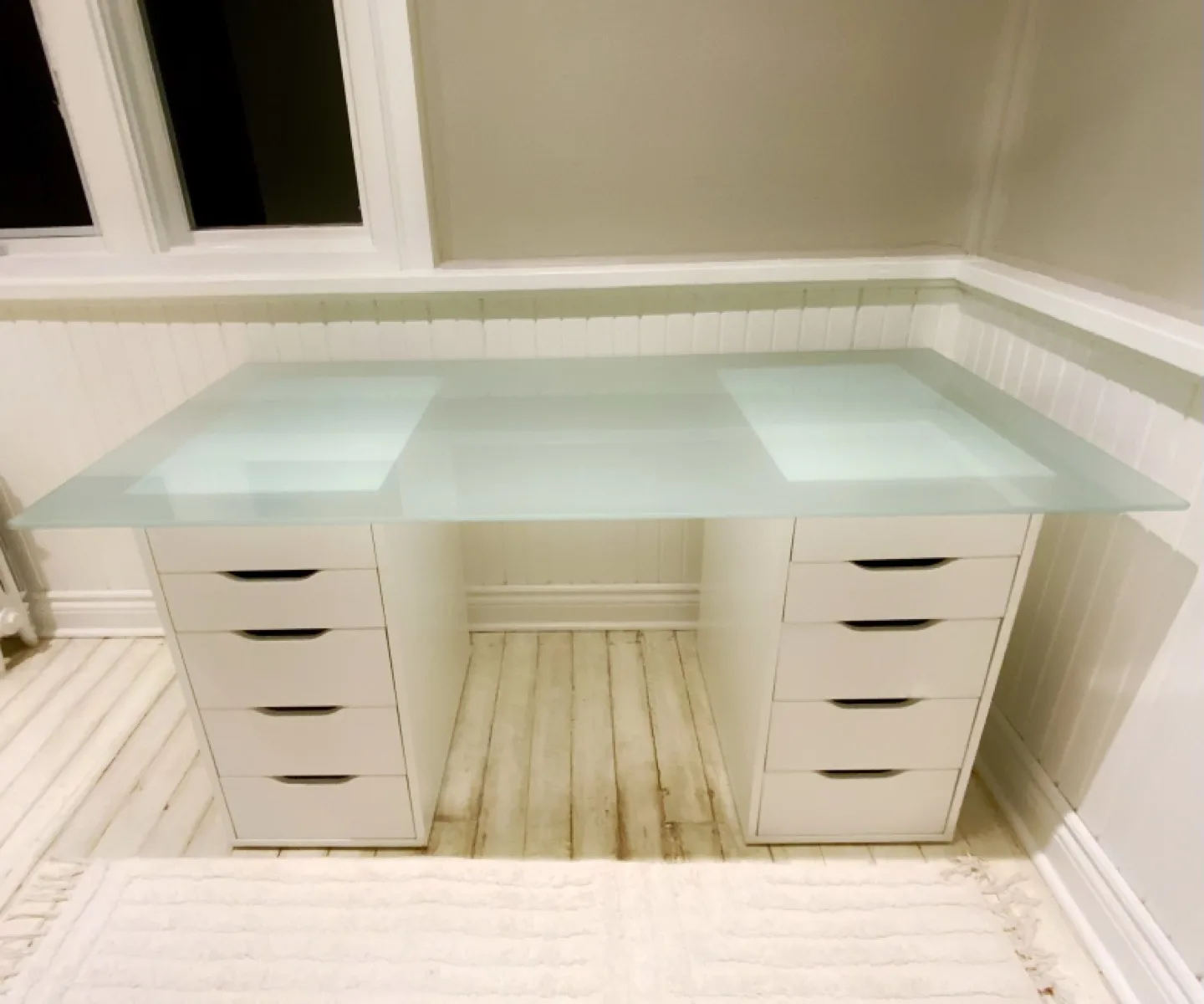 ⭐️Glasholm IKEA glass desk w/drawer supports⭐️ image indicator(5)