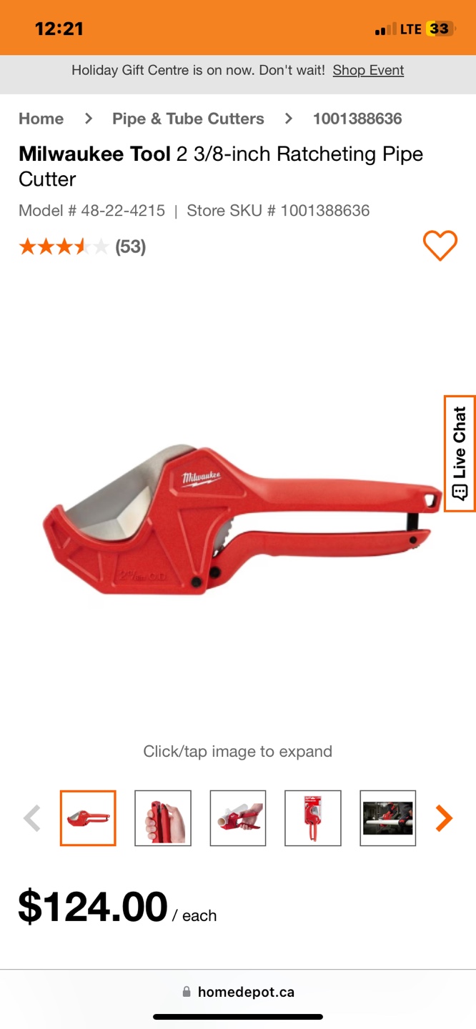Milwaukee 2 3/8-inch Ratcheting Pipe Cutter