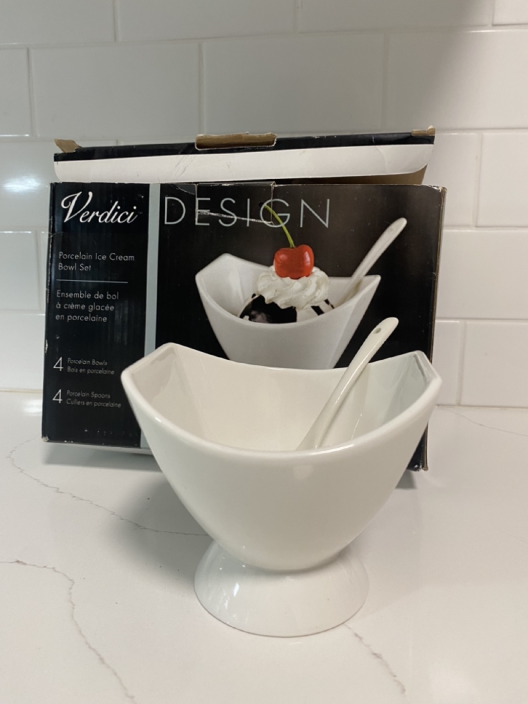 Verdici Design Porcelain Ice Cream Bowl Set