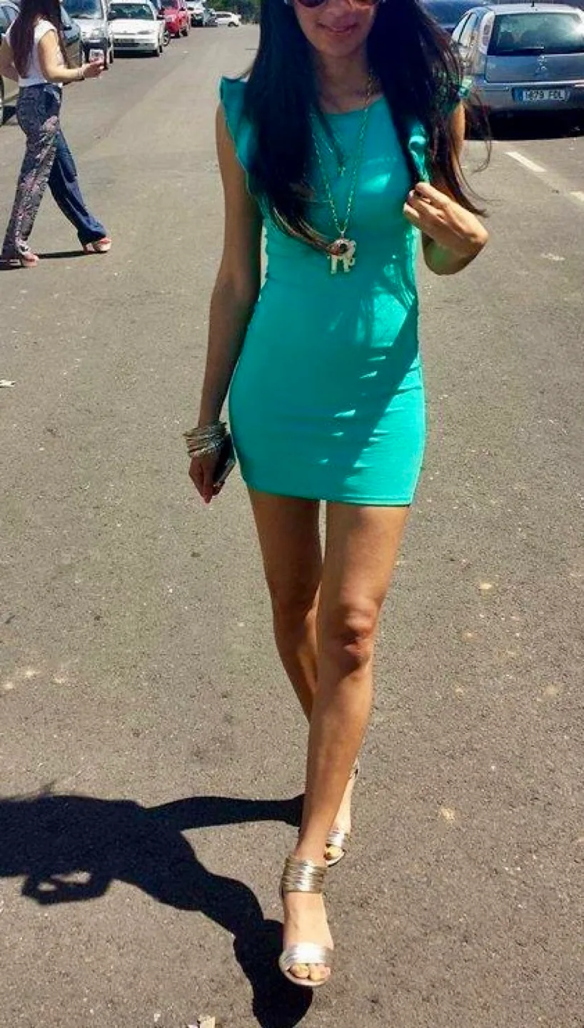 Teal Mini Dress with Ruffled Sleeves