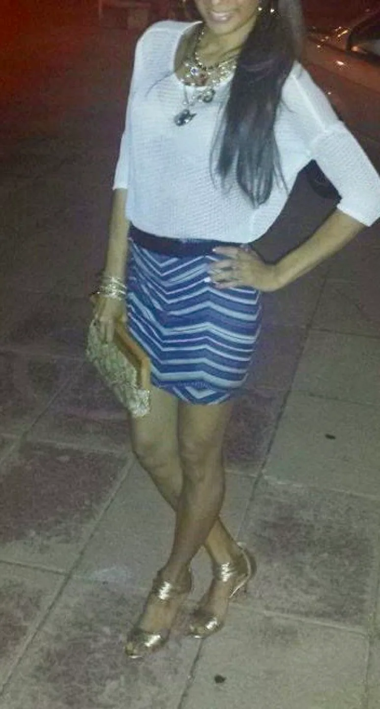 Pull & Bear Blue and White Chevron Skirt