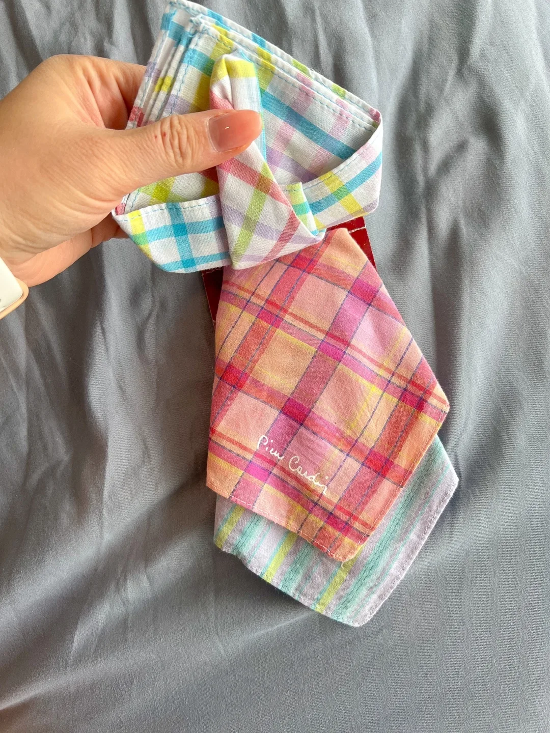 Pierre Cardin Paris Vintage 100% cotton NEW 3 Pcs handkerchieves image indicator(4)