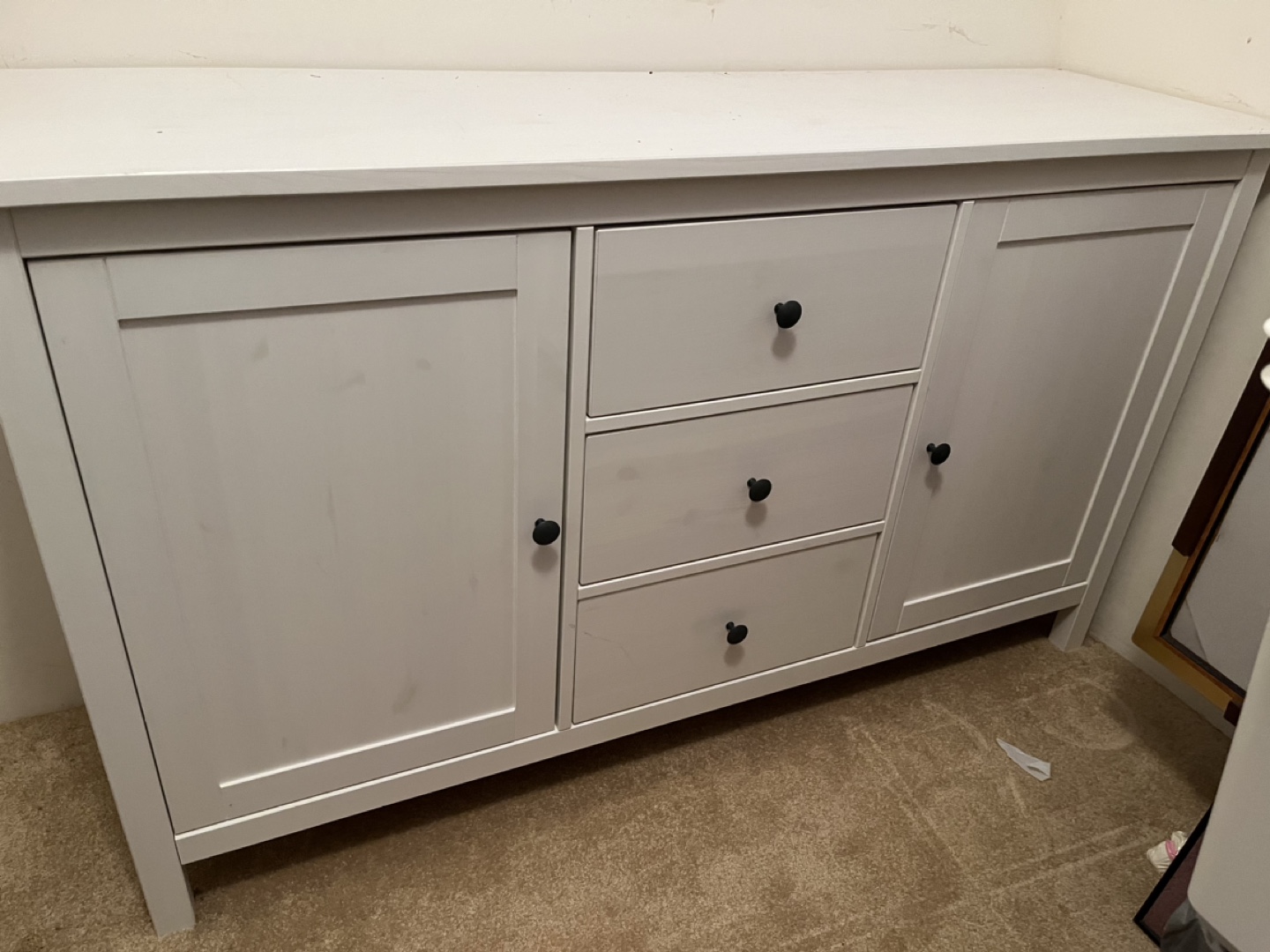 White Buffet Cabinet with Drawers