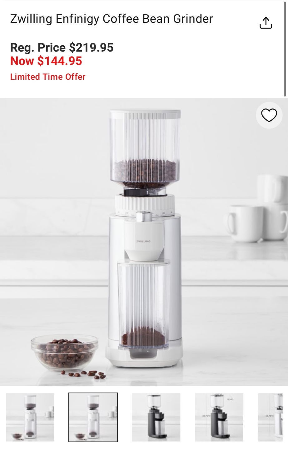 Zwilling Enfinigy Coffee Bean Grinder
