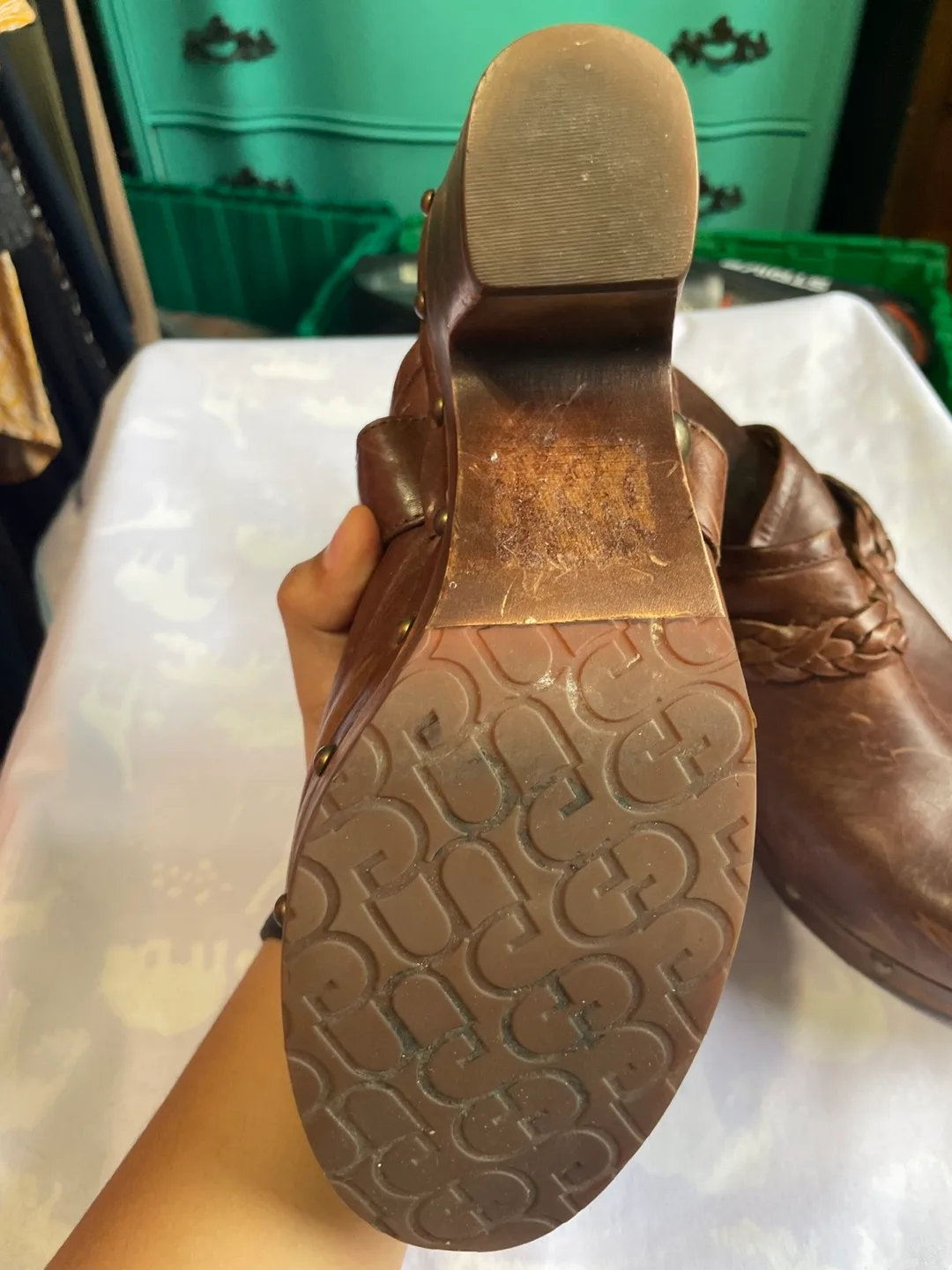 UGG Brown Leather Clogs image indicator(4)