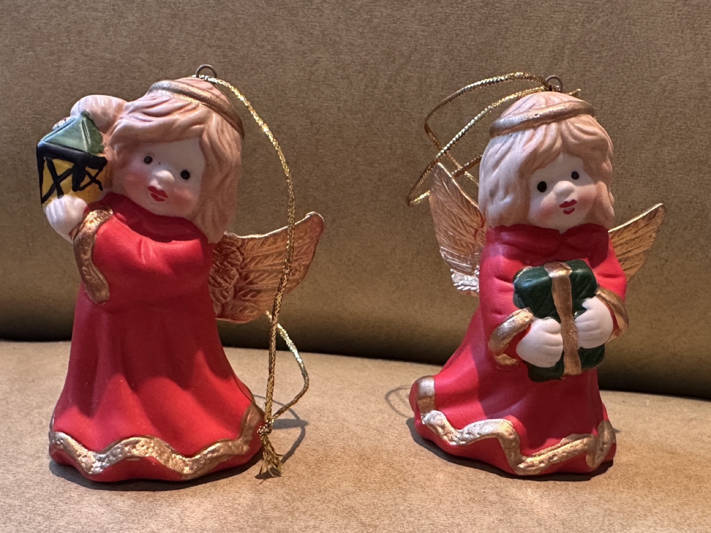 Set of 2 Ceramic Angel Ornaments