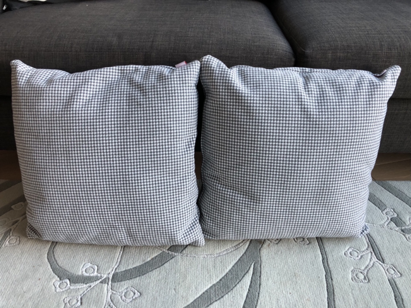 EQ3 Grey and White Houndstooth Pillows