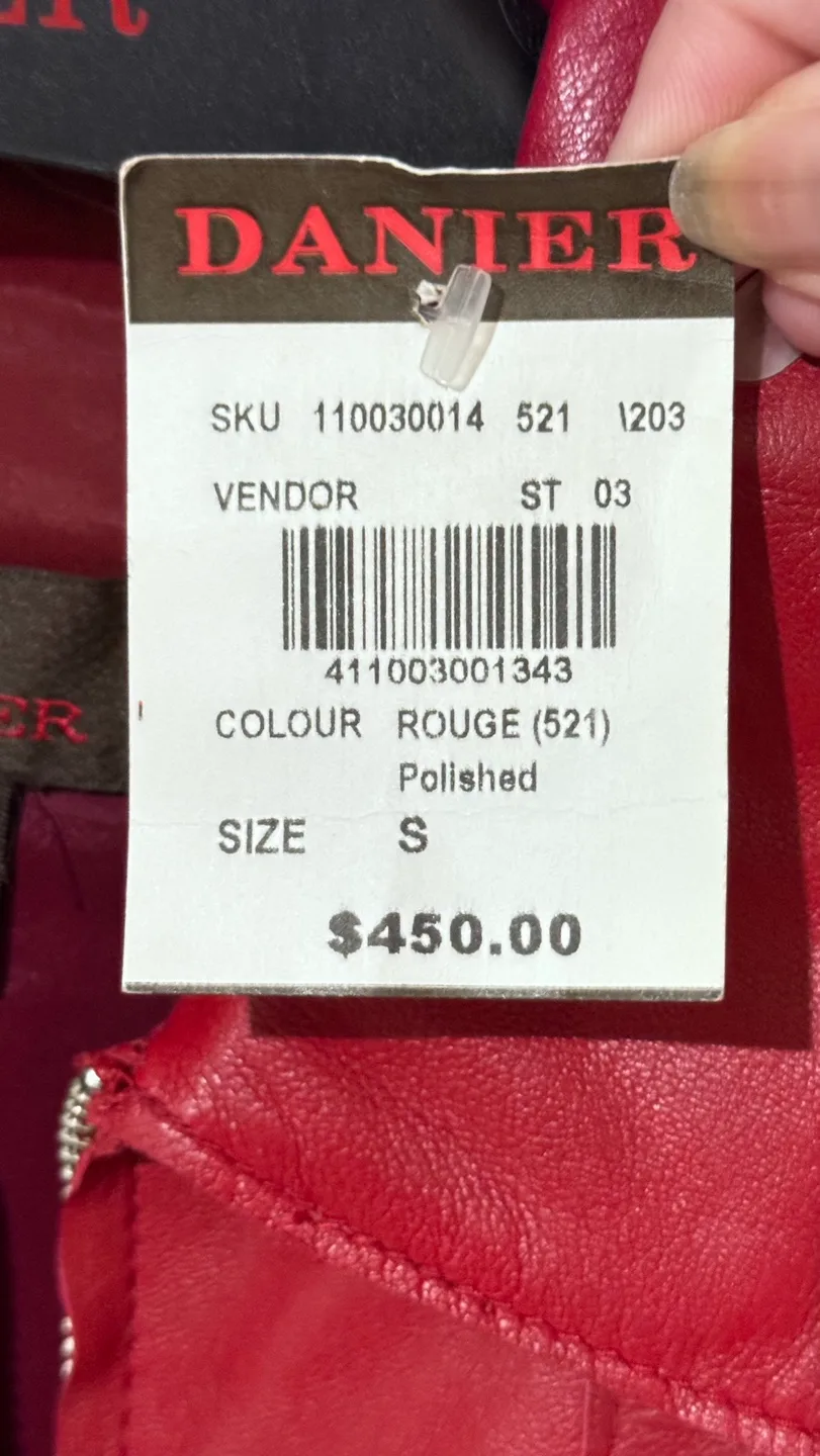 Danier Red Leather Jacket Size S image indicator(4)