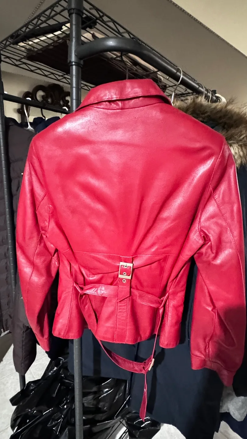 Danier Red Leather Jacket Size S image indicator(2)