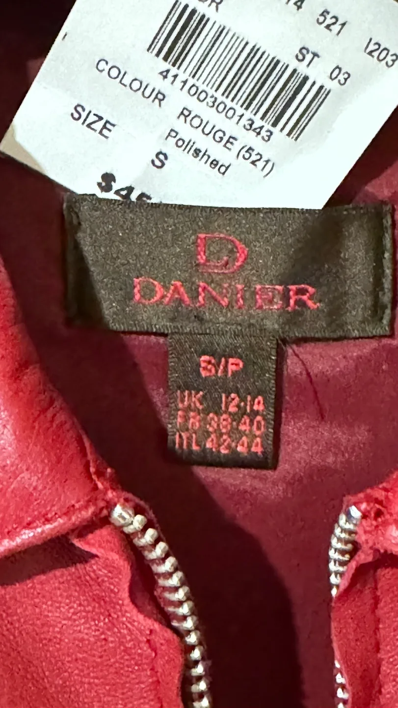 Danier Red Leather Jacket Size S image indicator(3)