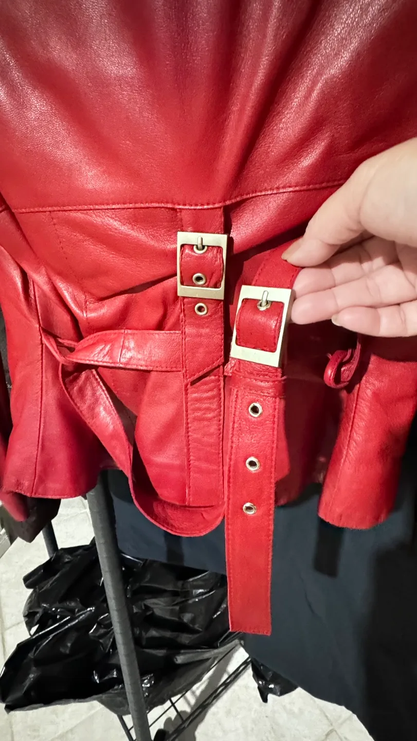 Danier Red Leather Jacket Size S image indicator(5)