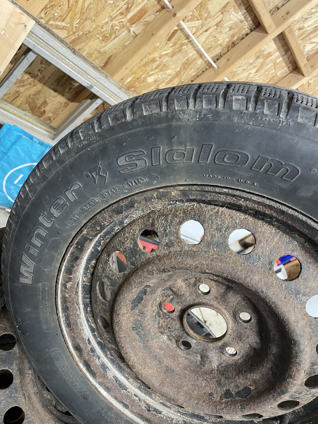 Set of 4 Goodyear Winter Slalom Tires on Steel Rims - photo 4