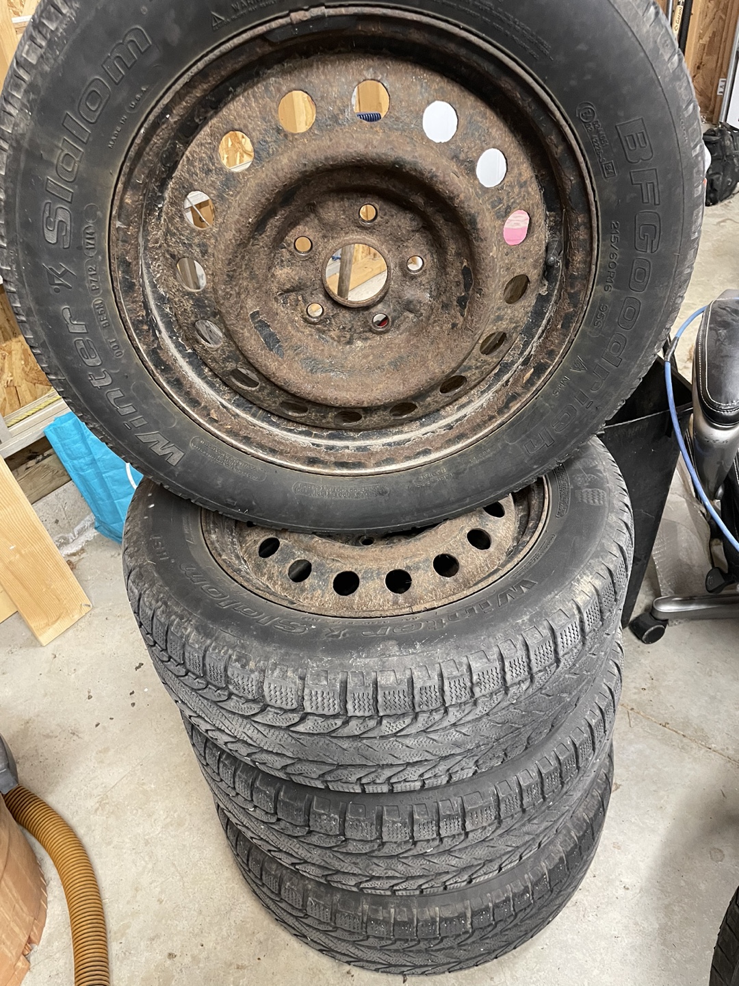 Set of 4 Goodyear Winter Slalom Tires on Steel Rims