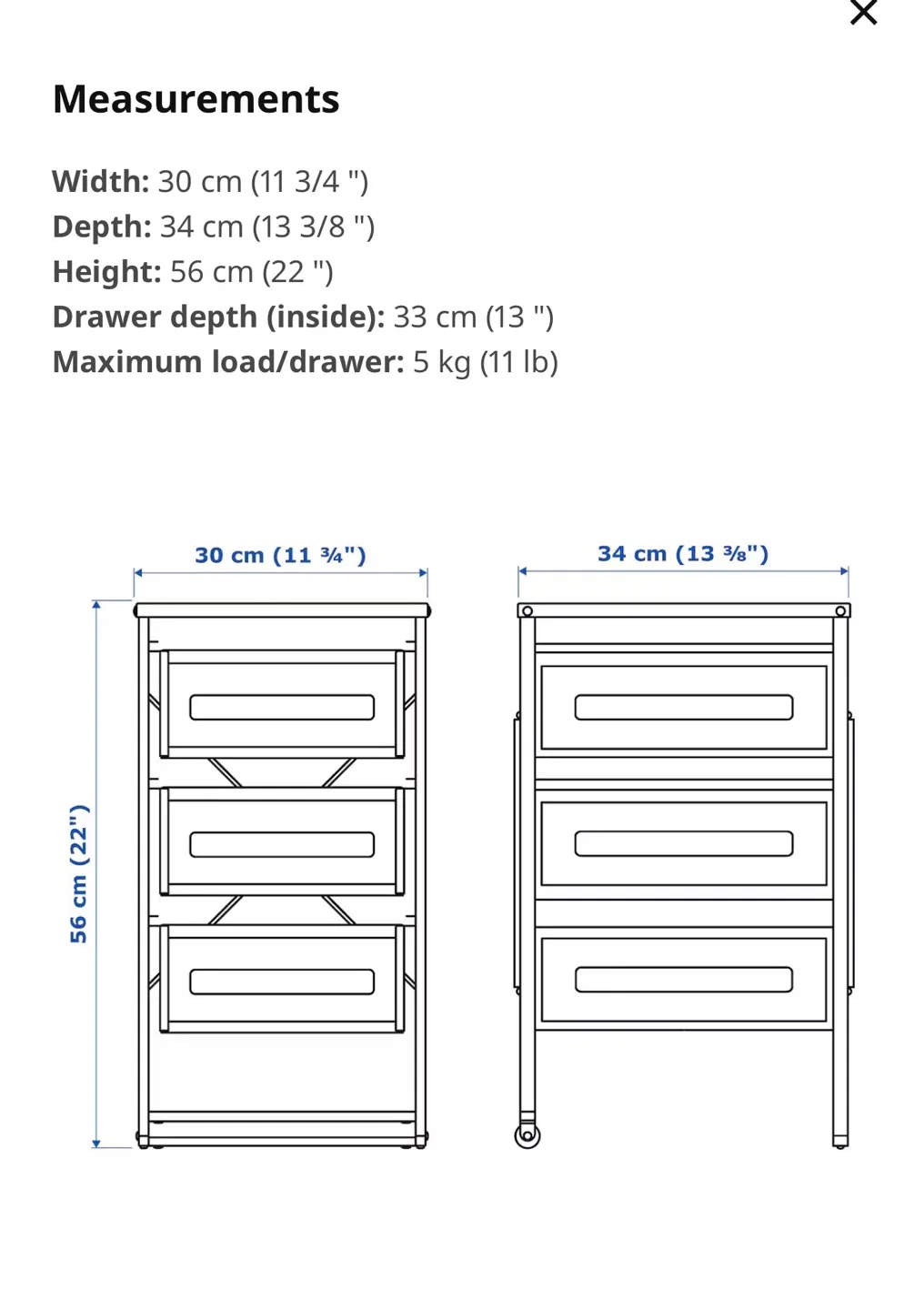 IKEA White Metal 3-Drawer Storage Unit *tonight only* image indicator(3)