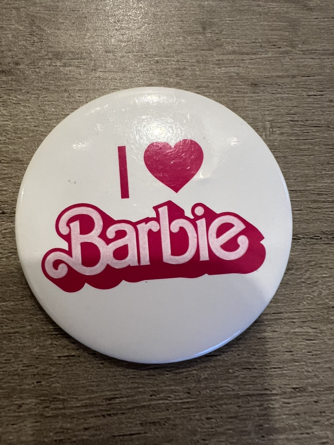 I Love Barbie Button Pin