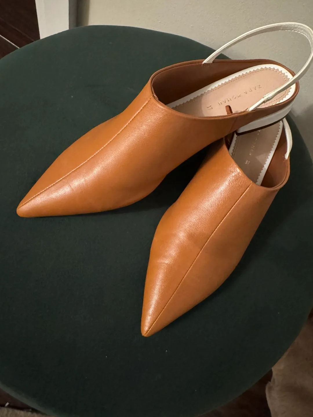 Zara Woman Leather Slingback Mules thumbnail