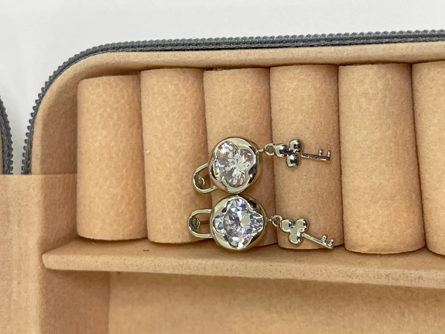 Key and Heart Crystal Earrings thumbnail