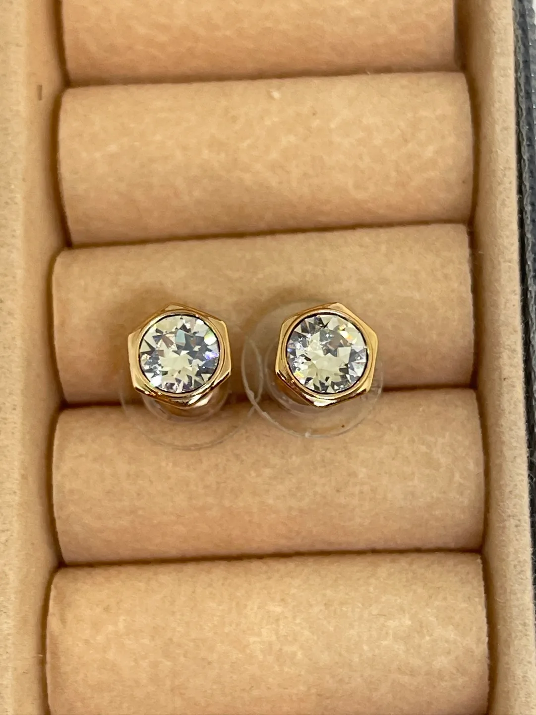 Swarovski Gold Crystal Stud Earrings thumbnail