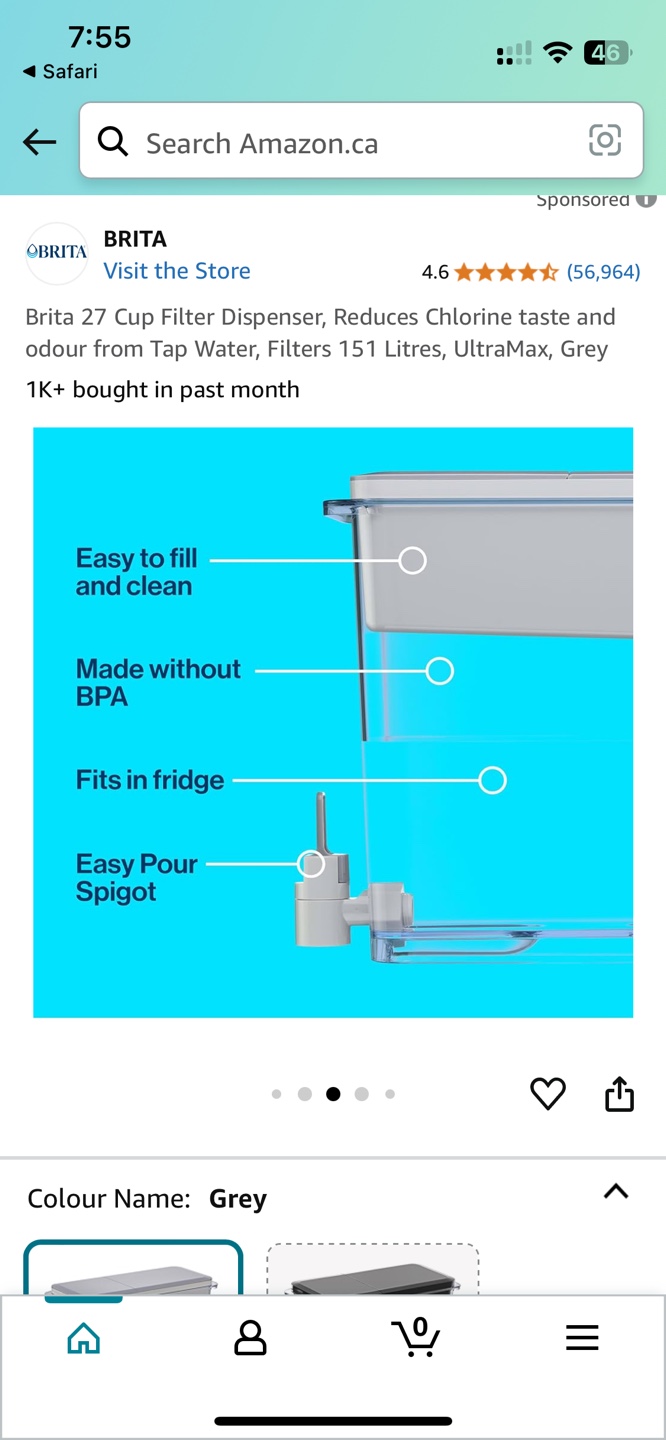 Brita 27 Cup Water Filter Dispenser, Grey - photo 4
