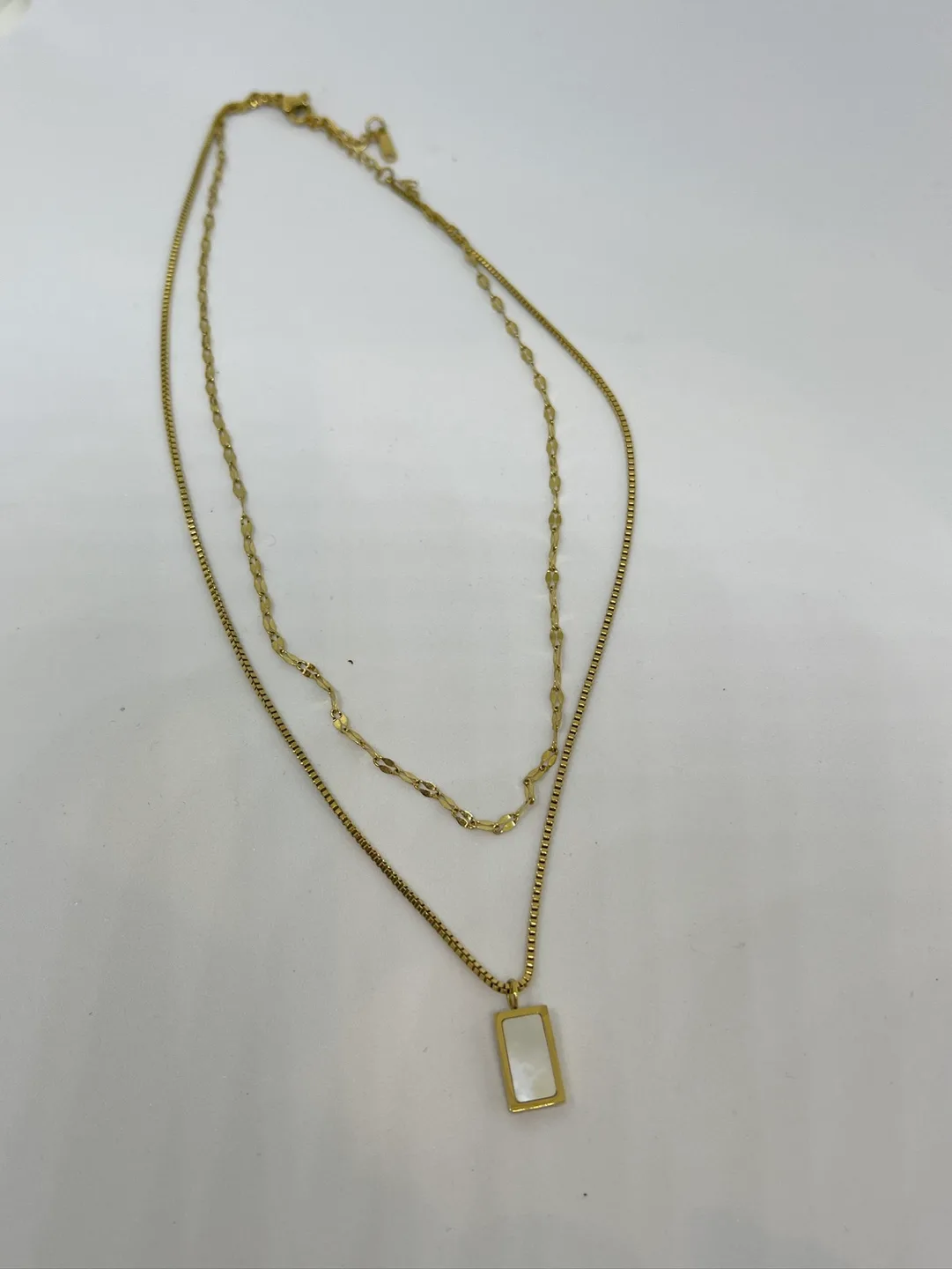 Gold Layered Necklace with White Shell Pendant thumbnail